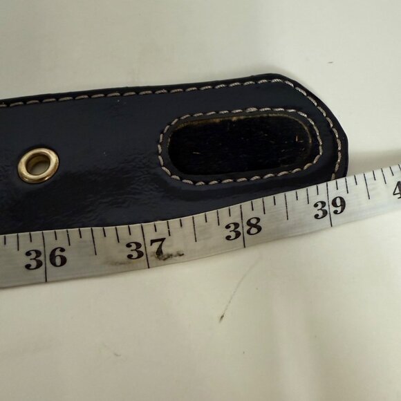 Edgy Link Ring Statement Belt Size M Black Leather Studded Circle Y2k Biker Chic - Picture 8 of 16